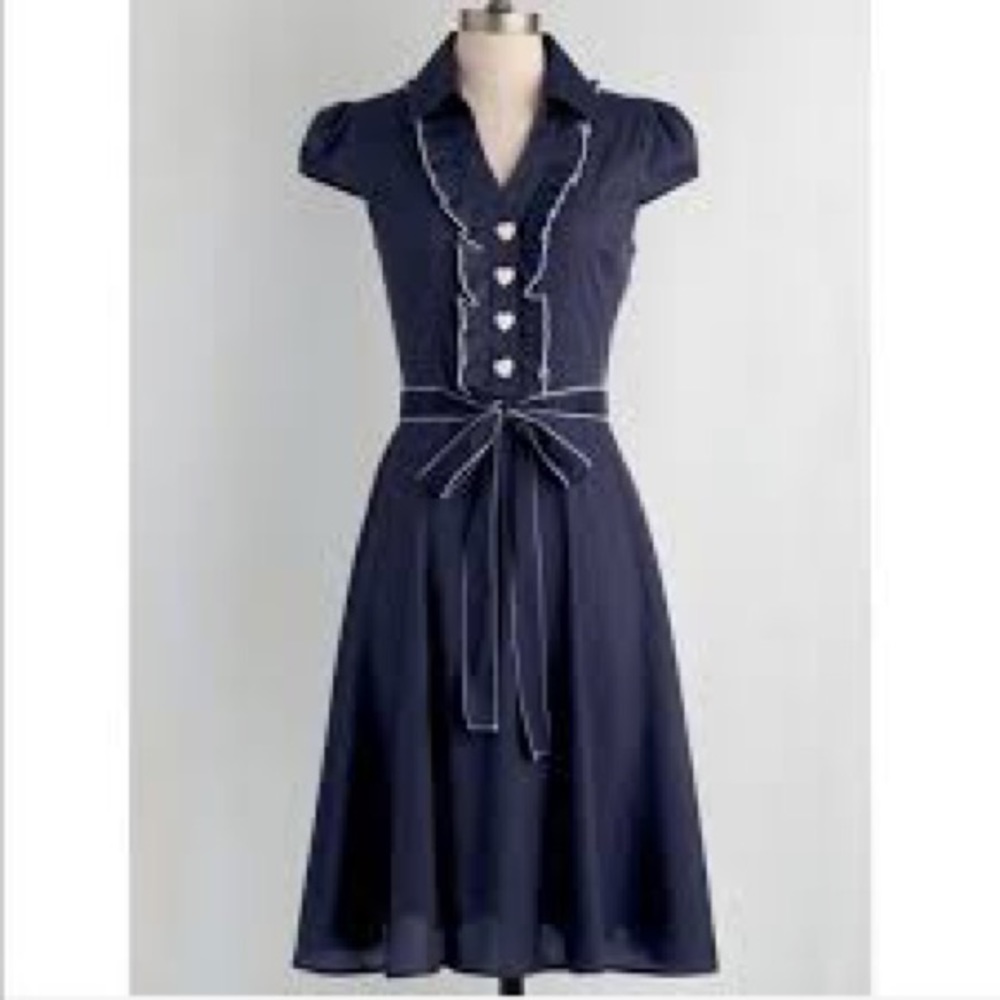 Anni CoCo navy and white vintage heart dress